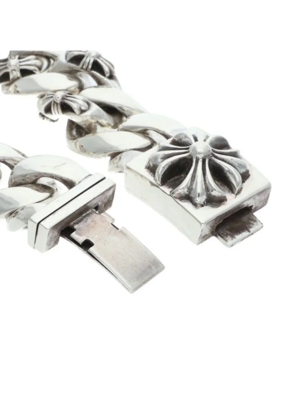 Chrome Hearts Fancy Chx Large Box ID Silver Bracelet